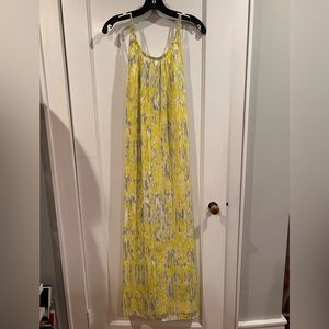 Lovers + Friends Dress. XS. Long yellow/grey pattern with braided straps